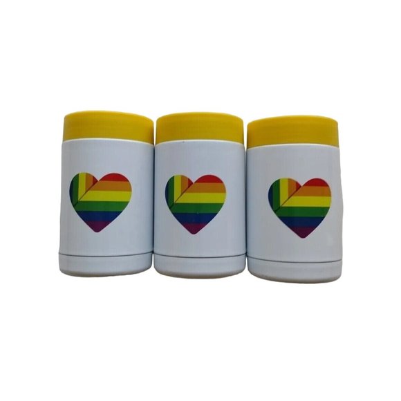 Bottle and Can Double Wall Insulater Drink Holder Rainbow Heart Set Of 3 Fun - Picture 3 of 12